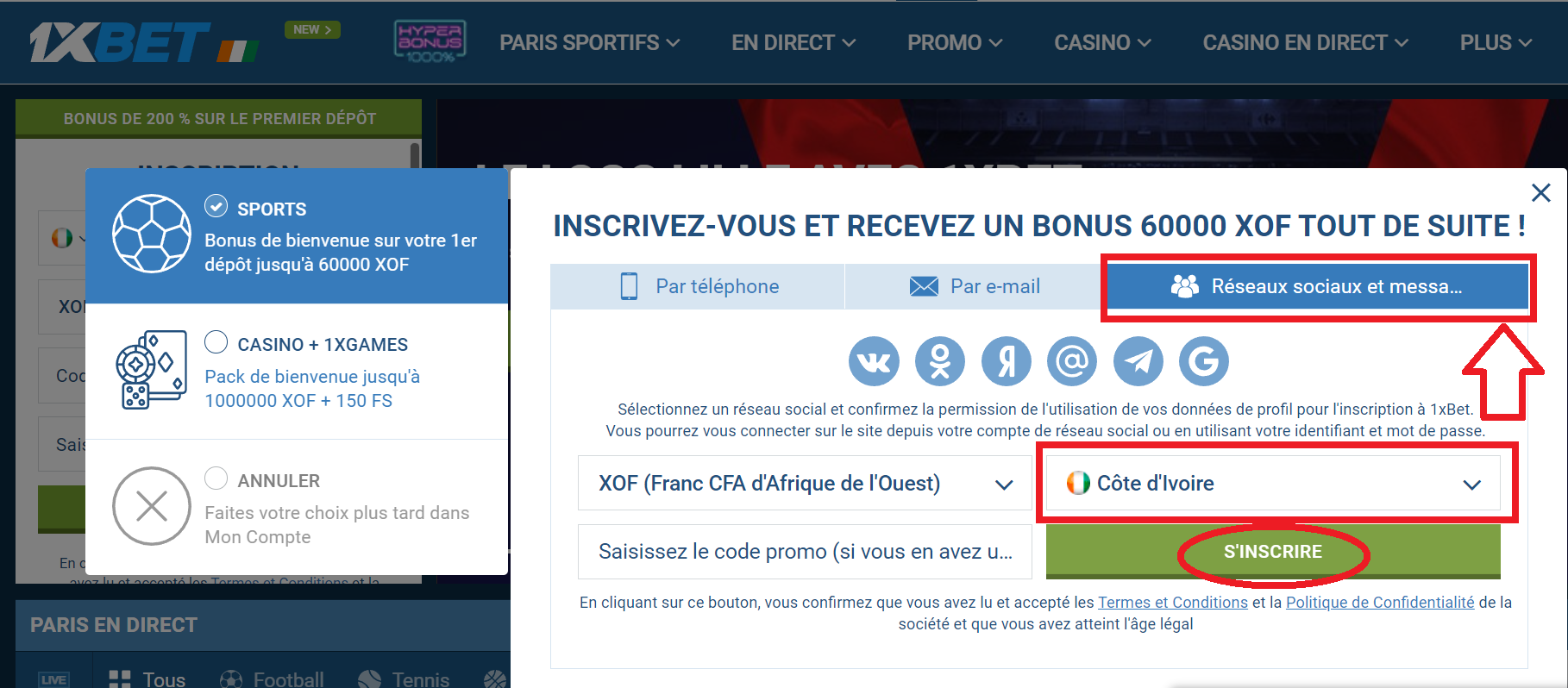  Site officiel 1xBet en Côte d'Ivoire